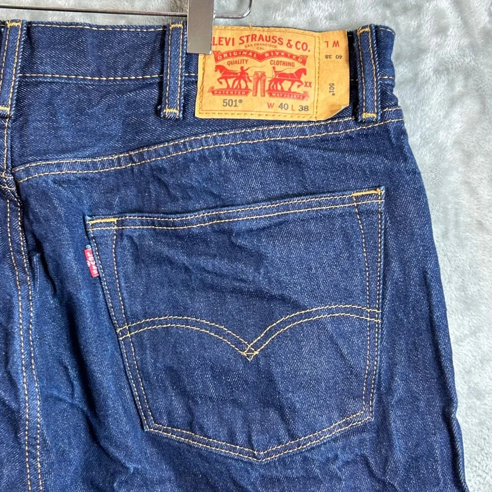 Levi's 501 Original Fit Jean Men 40x38 Button Fly Straight Leg Dark Wash Indigo
